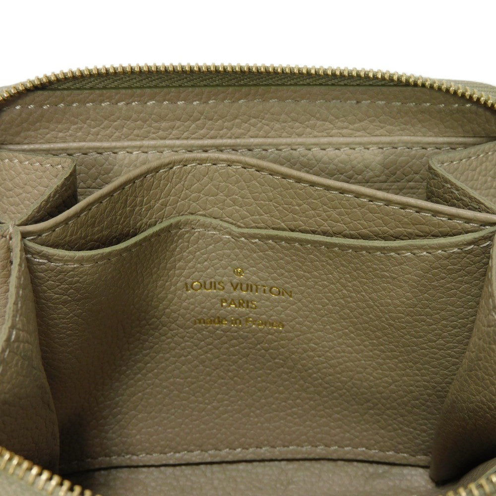 LOUIS VUITTON Coin case M82448 Implant leather (monogram embossed) khaki x claim Monogram Unplant Zip around purse Women Used