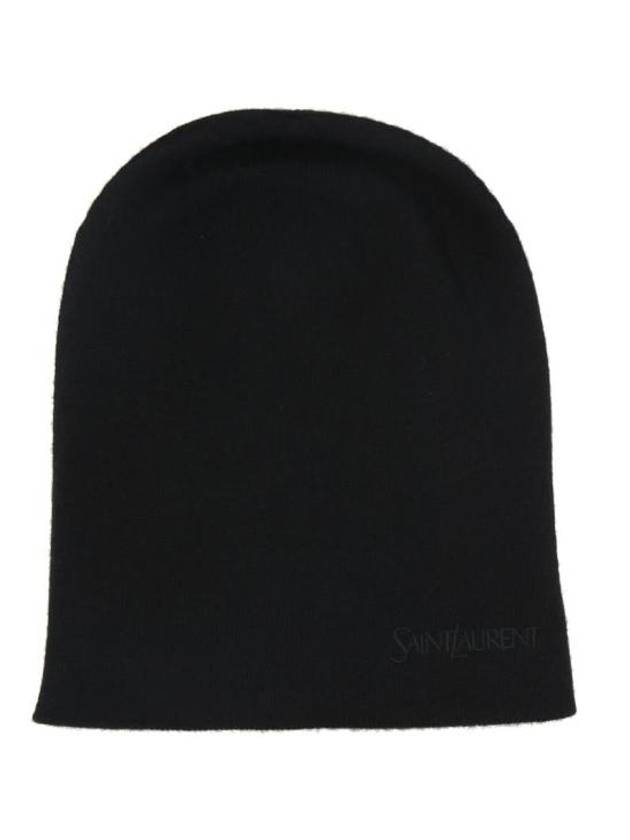 Luxury Saint Laurent Trending 2025 Logo Embroidered Cashmere Beanie Black