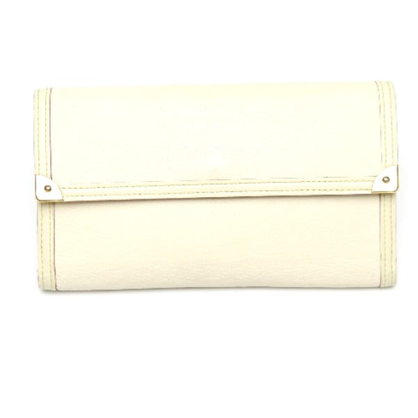 LOUIS VUITTON Long Wallet Purse M91839 Goat leather white Trifold purse Suhari Porto Tresol International Bron Women