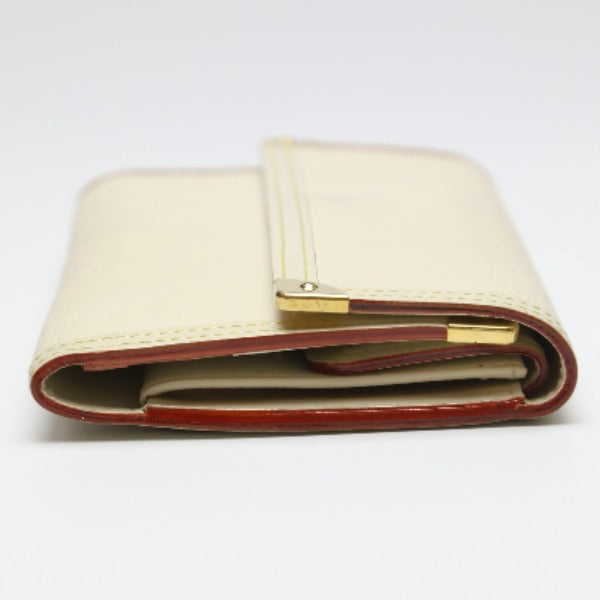 LOUIS VUITTON Long Wallet Purse M91839 Goat leather white Trifold purse Suhari Porto Tresol International Bron Women
