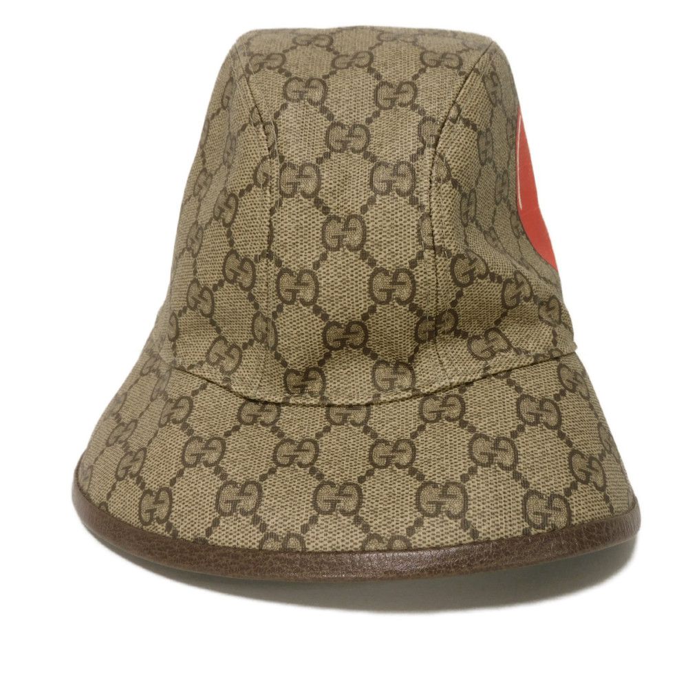 GUCCI hat 700667 4HANT 8964 GG Supreme canvas (polyurethane processing) beige GG Supreme Apple Bucket Hat