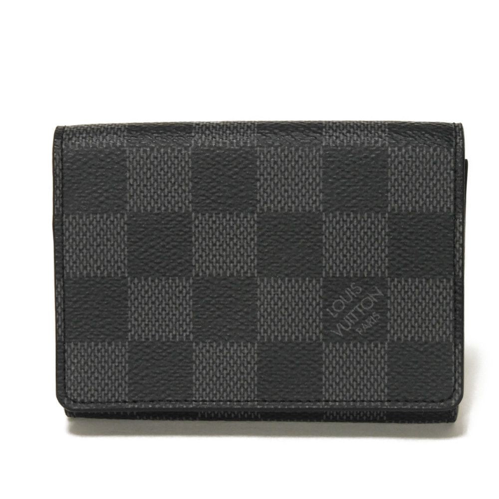 LOUIS VUITTON Card Case N63338 Damier Graffit canvas x grain leather Noir Damier Graphite Anneveld Cult de Visit