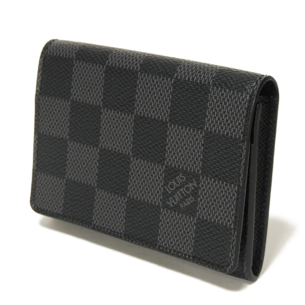 LOUIS VUITTON Card Case N63338 Damier Graffit canvas x grain leather Noir Damier Graphite Anneveld Cult de Visit