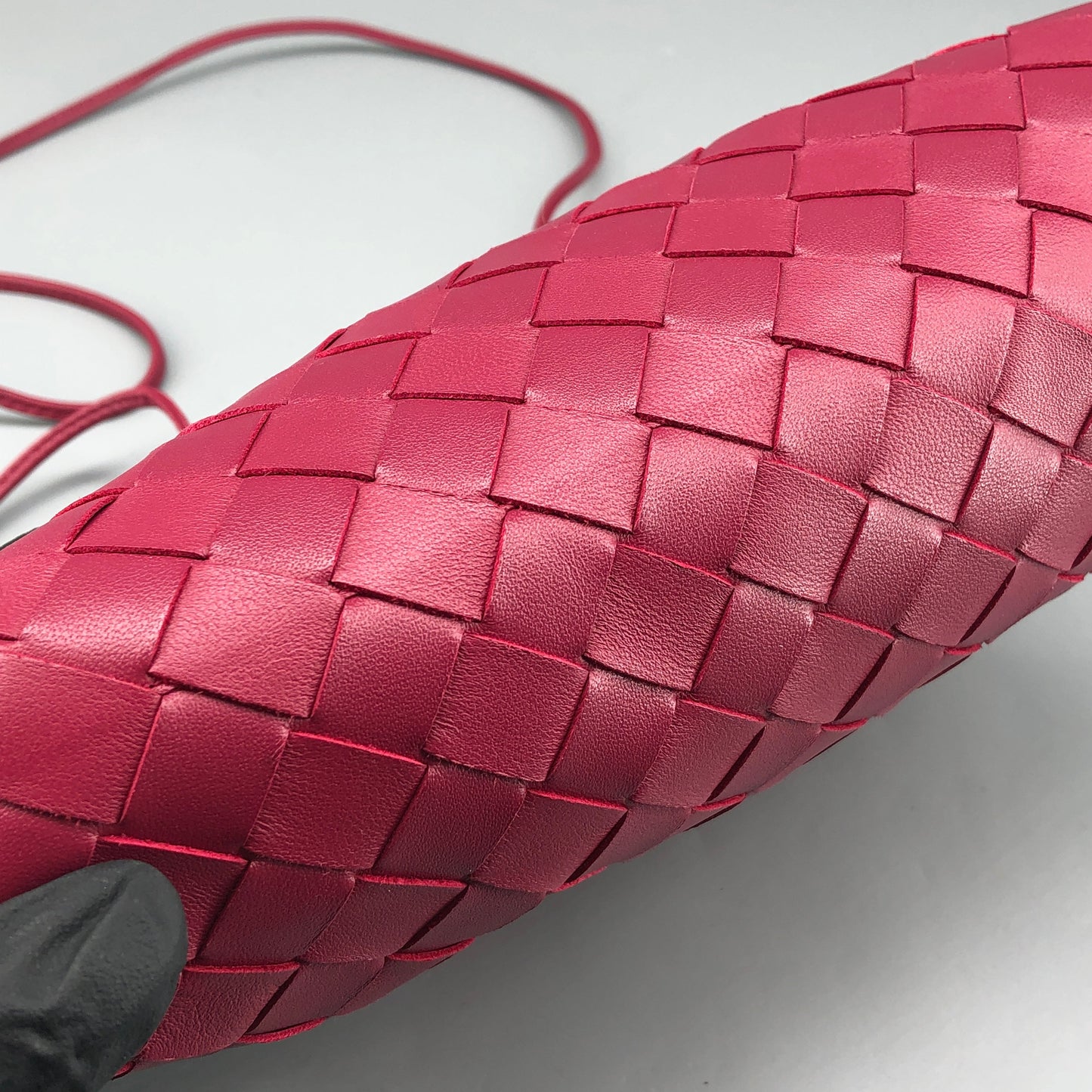 Bottega Veneta Wine Red Intrecciato Woven Mini Pouch Crossbody Bag