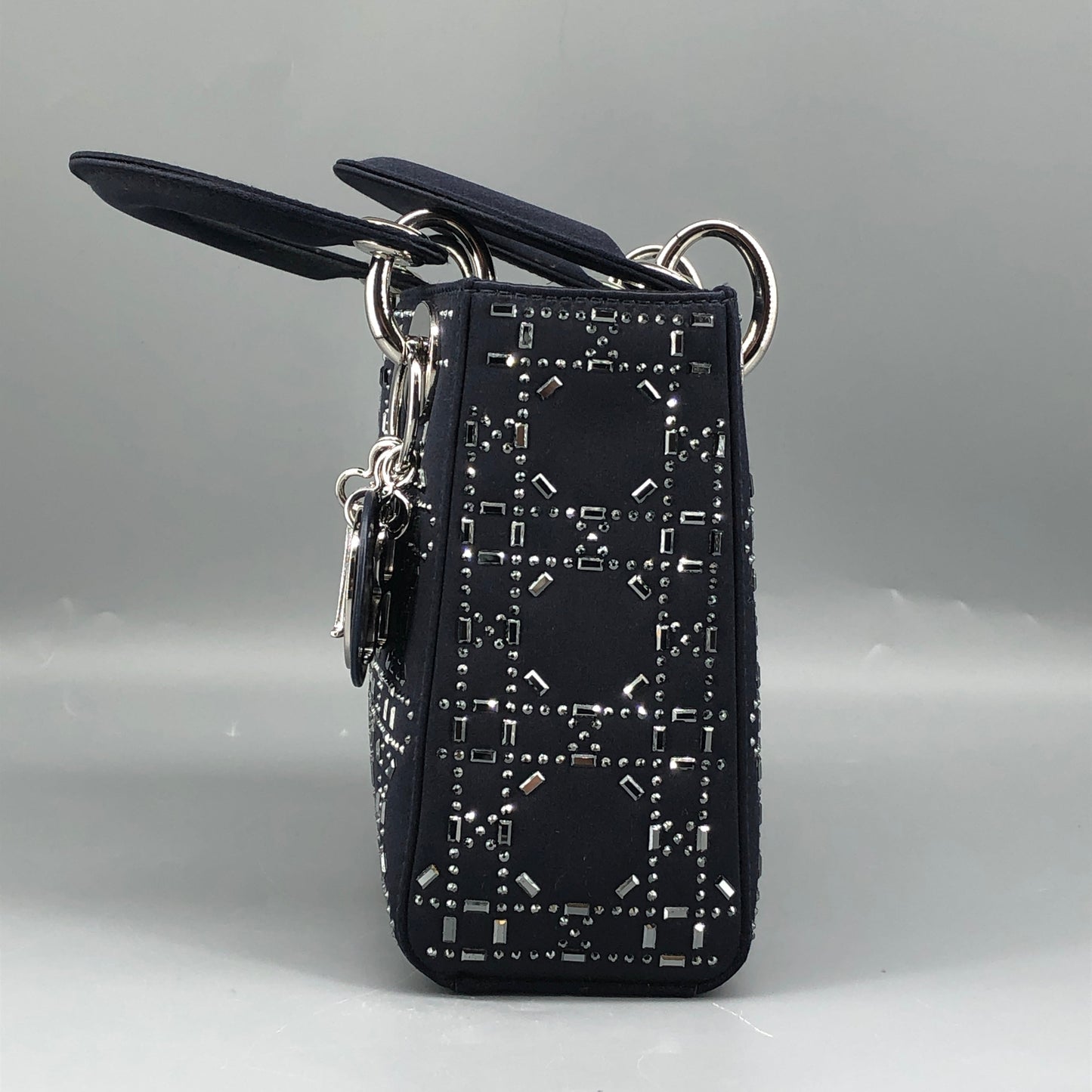 Christian Dior Lady Dior Mini Navy Cannage Satin with Crystals