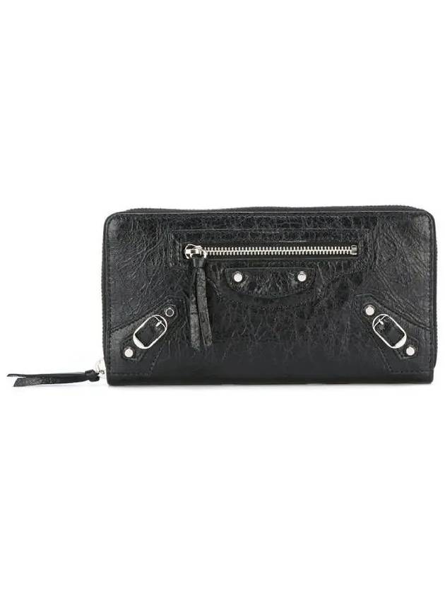 Luxury Balenciaga Trending 2026 Classic Motor Silver Zipper Around Long Wallet Black