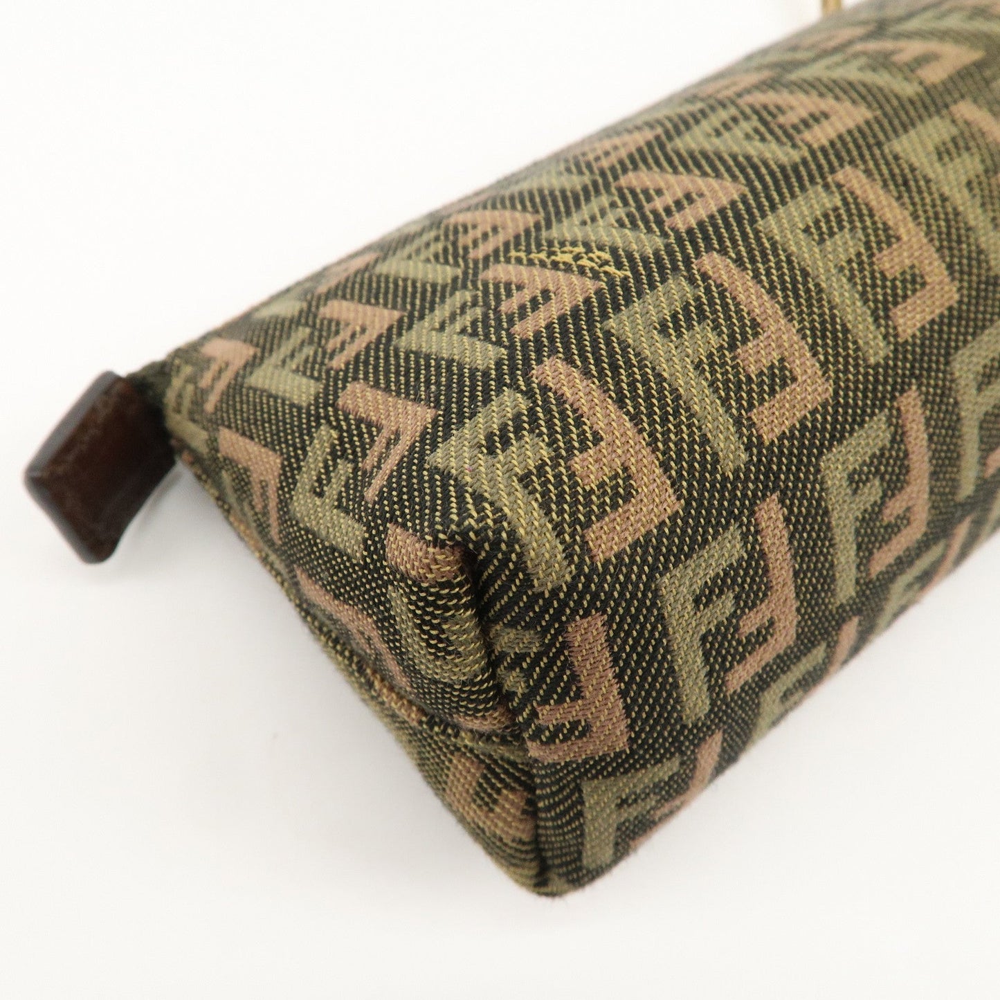 FENDI Zucca Canvas Leather Pouch Mini Bag Khaki Brown 7N0037