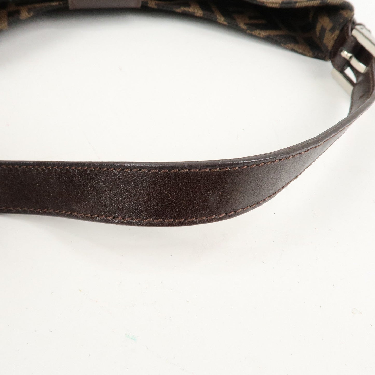 FENDI Zucca Canvas Leather Shoulder Bag Brown 26569
