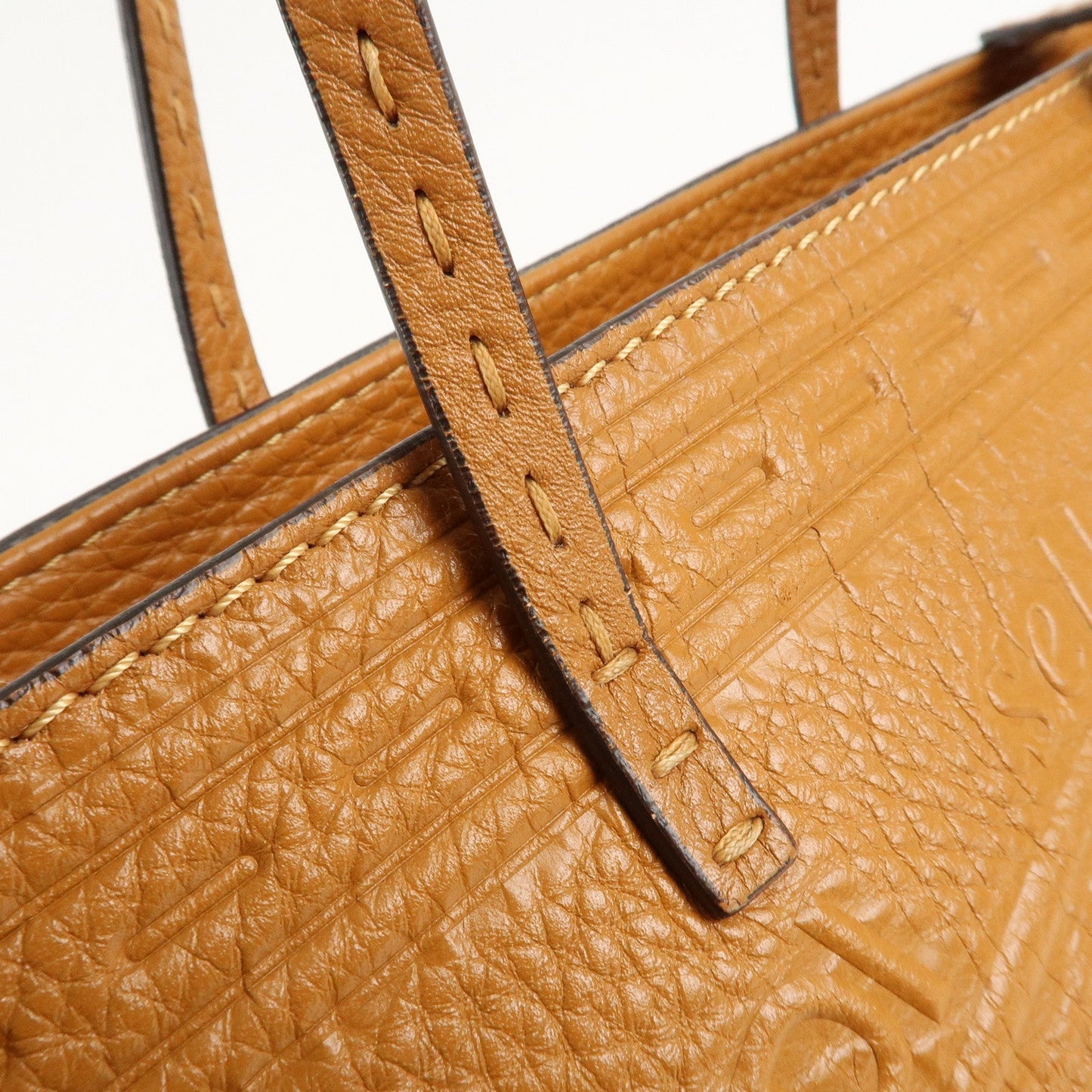 FENDI Selleria Leather Tote Bag Shoulder Bag Brown 8BH185