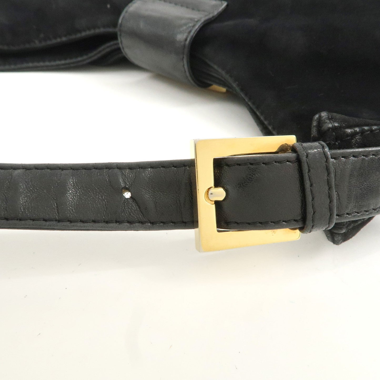 FENDI Suede Leather Shoulder Bag Black 26569