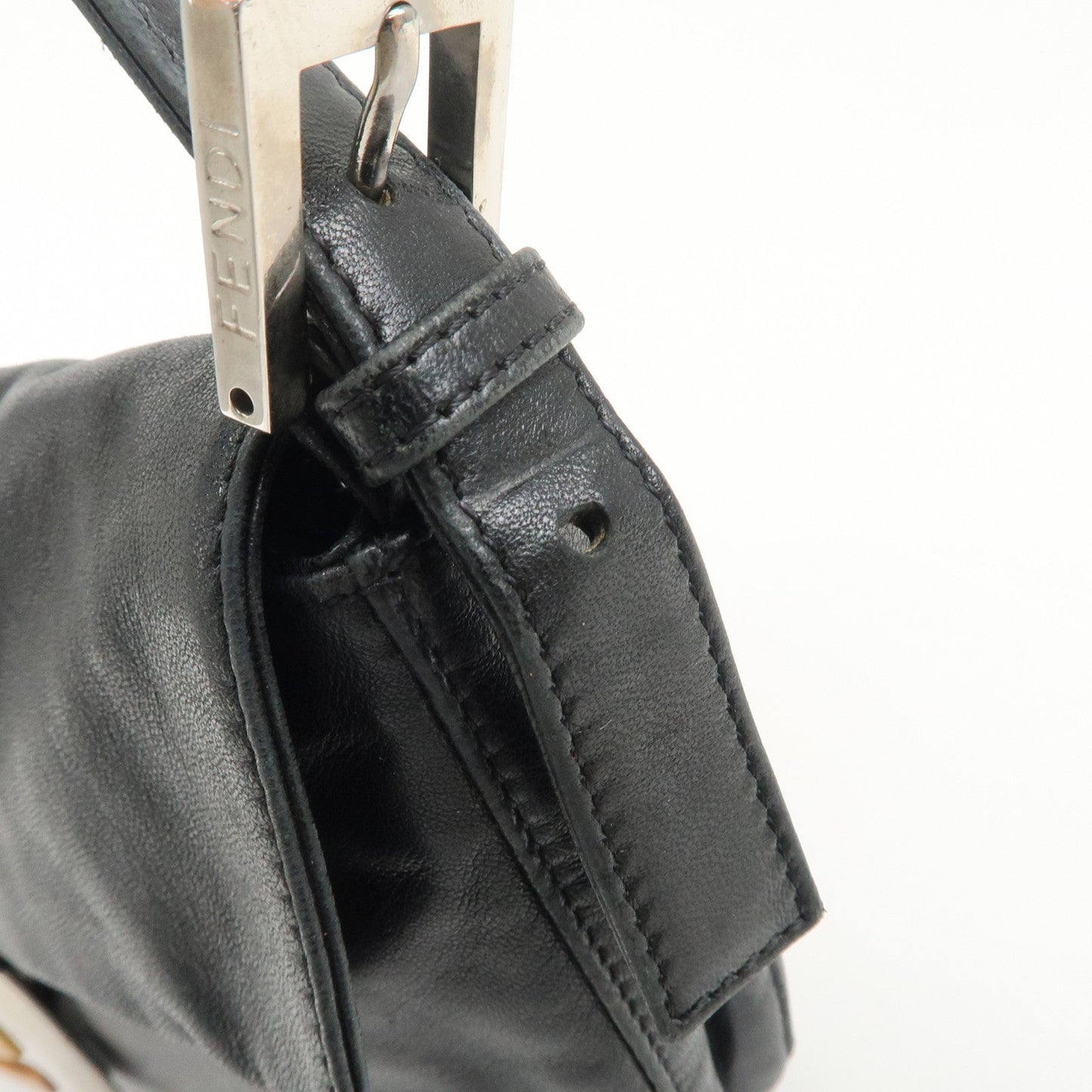 FENDI  Mamma Baguette Leather Shoulder Bag Hand Bag Black 26424