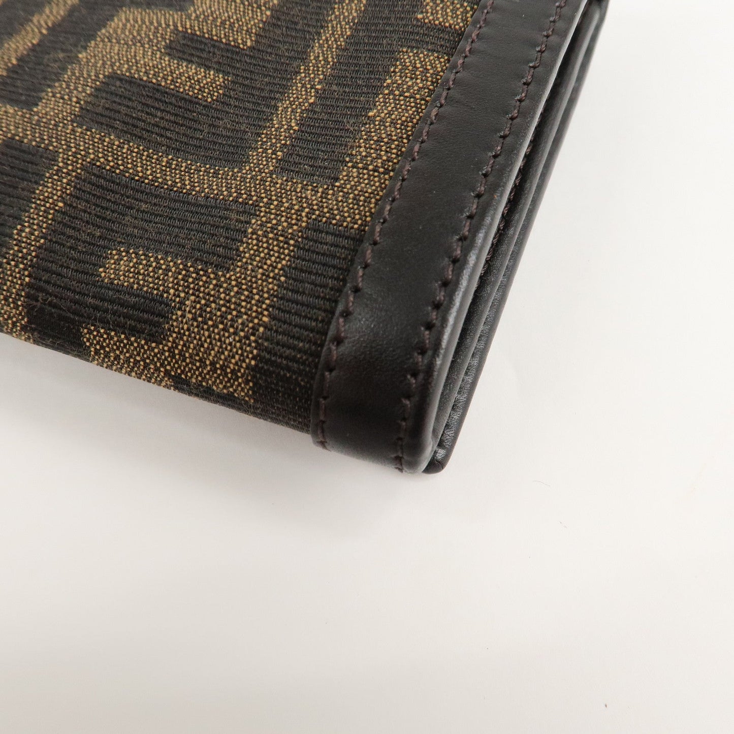 FENDI Zucca Canvas Leather Long Wallet Brown 8M0000