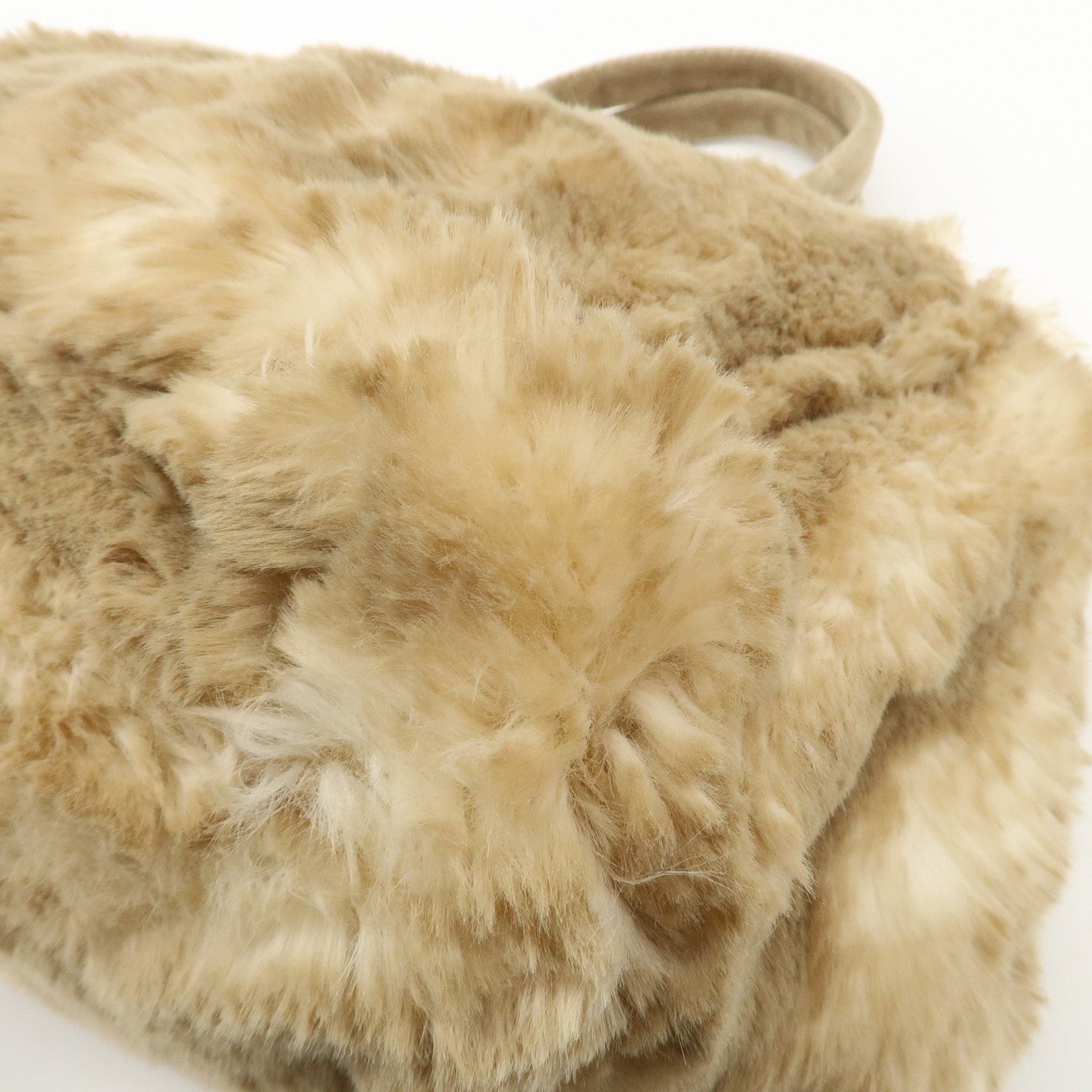 PRADA Eco Lapin Fur Suede Canapa Large Tote Bag Beige BN1918
