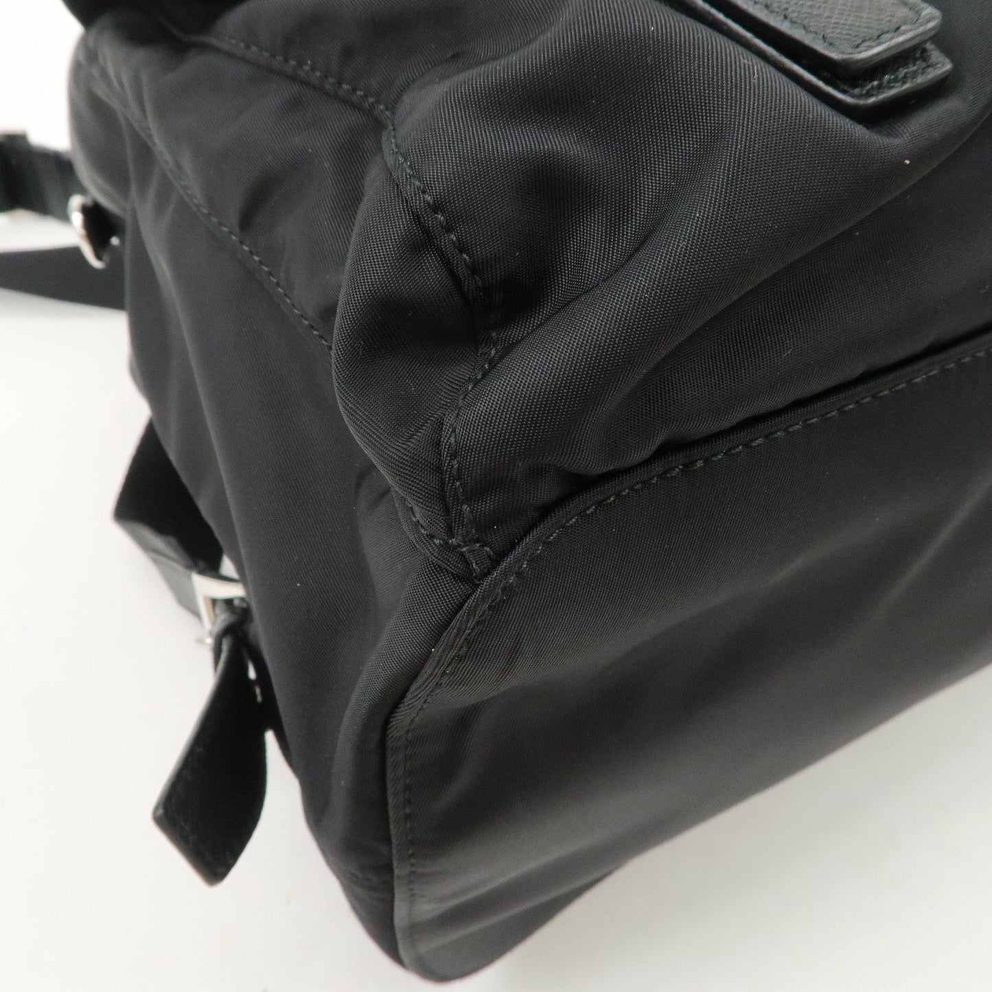 PRADA Re-Nylon Triangle Logo Nylon Leather Back Pack NERO 1BZ811