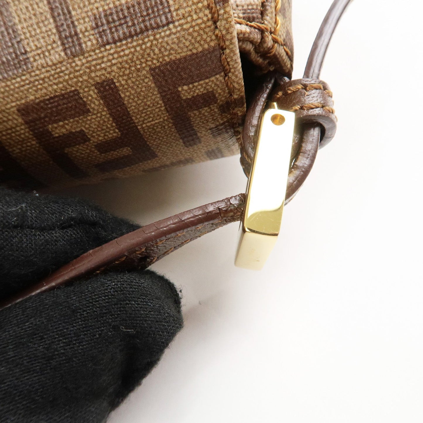 FENDI Zucchino Mini Mamma Baguette PVC Leather Hand Bag 8BR180