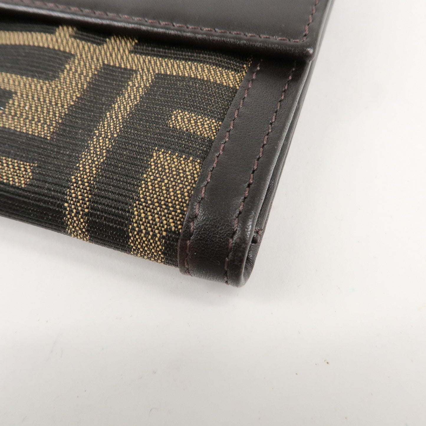 FENDI Zucca Canvas Leather Long Bi-fold Wallet Brown 8M0032