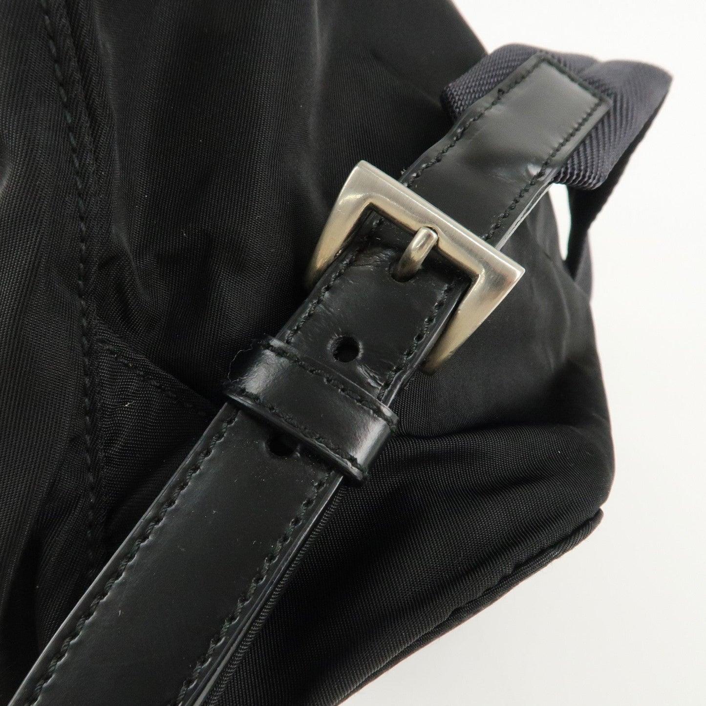 PRADA Triangle Logo Nylon Leather Back Pack Black B5885