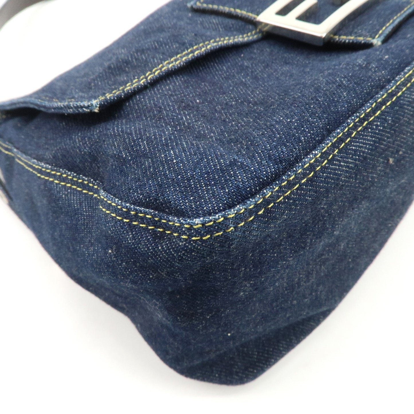 FENDI Denim Leather Mamma Baguette Shoulder Bag 26325