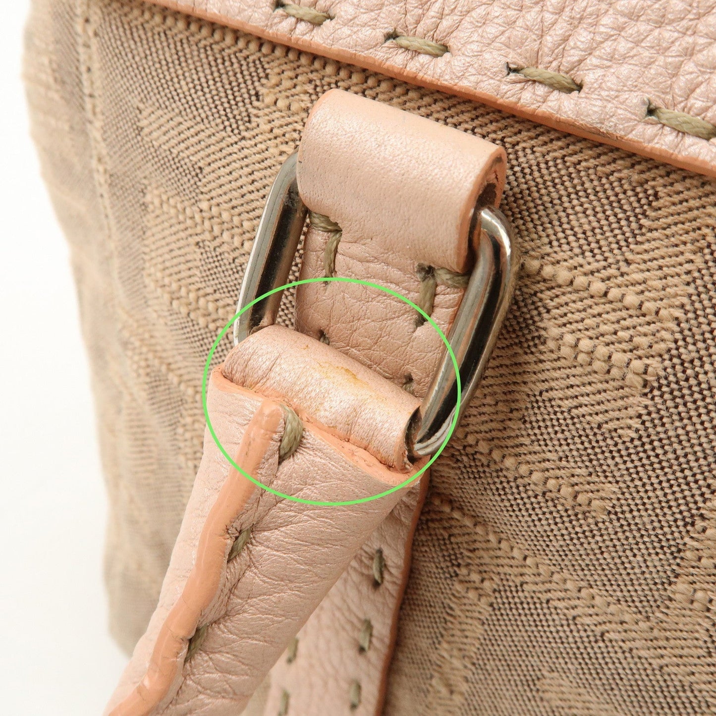 FENDI Zucca Selleria Leather Mini Linda Hand Bag Pink 8BR486