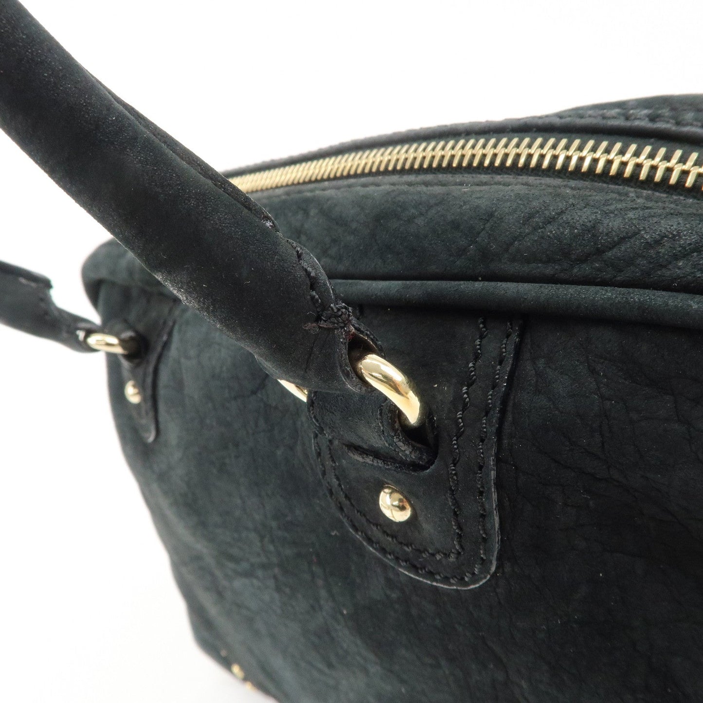 FENDI Suede Studs Mini Boston Bag Black 8BL076