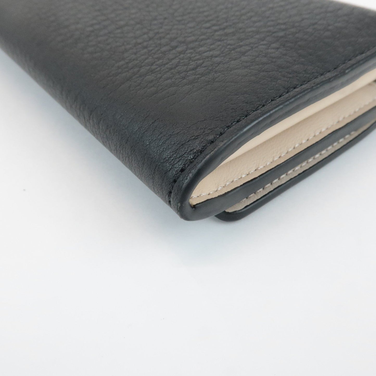 FENDI Leather Peekaboo Bi-fold Long Wallet Black 8M0427