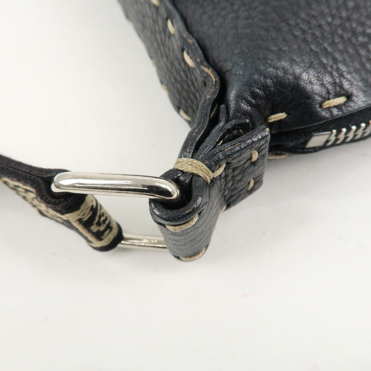 FENDI Selleria Leather Shoulder Bag Crossbody Bag Black 8BT092