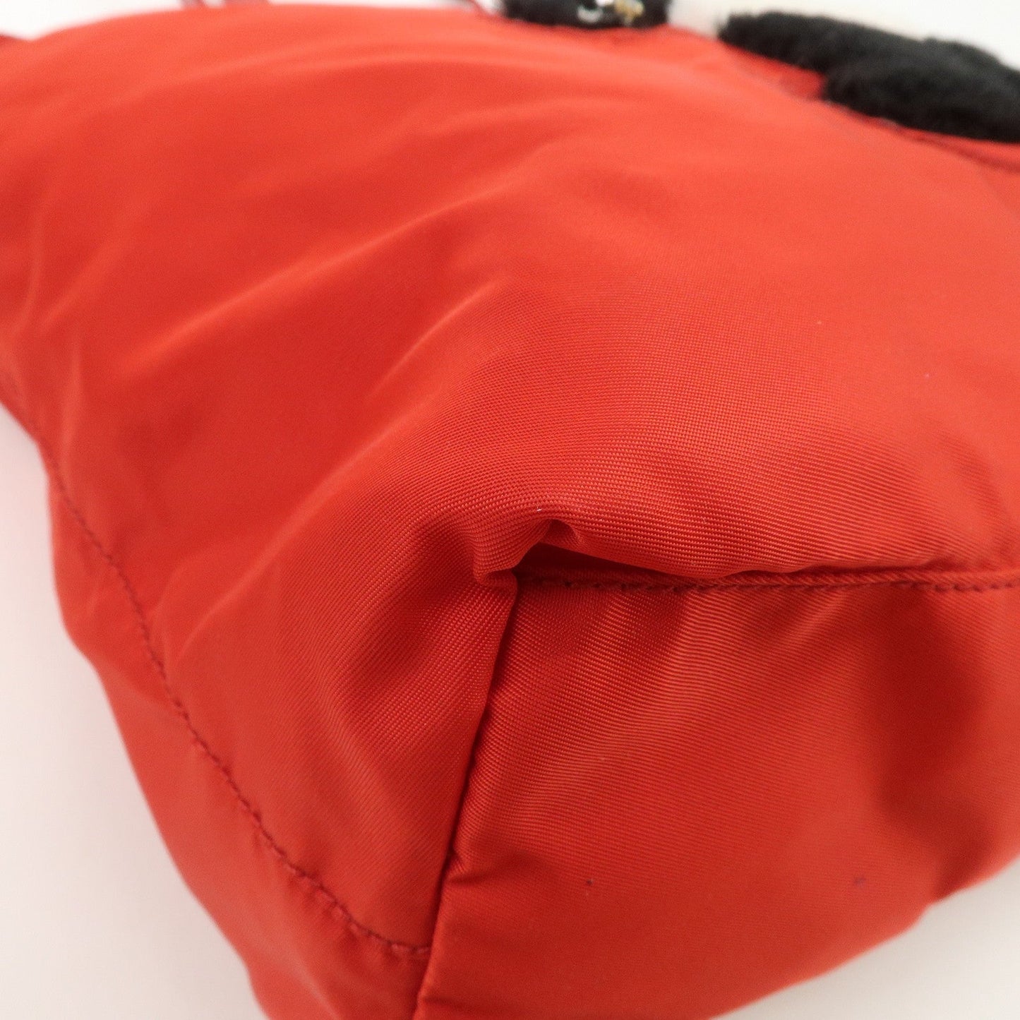 PRADA Nylon Leaather Panda Tote Bag Shoudler Bag Red BR4249