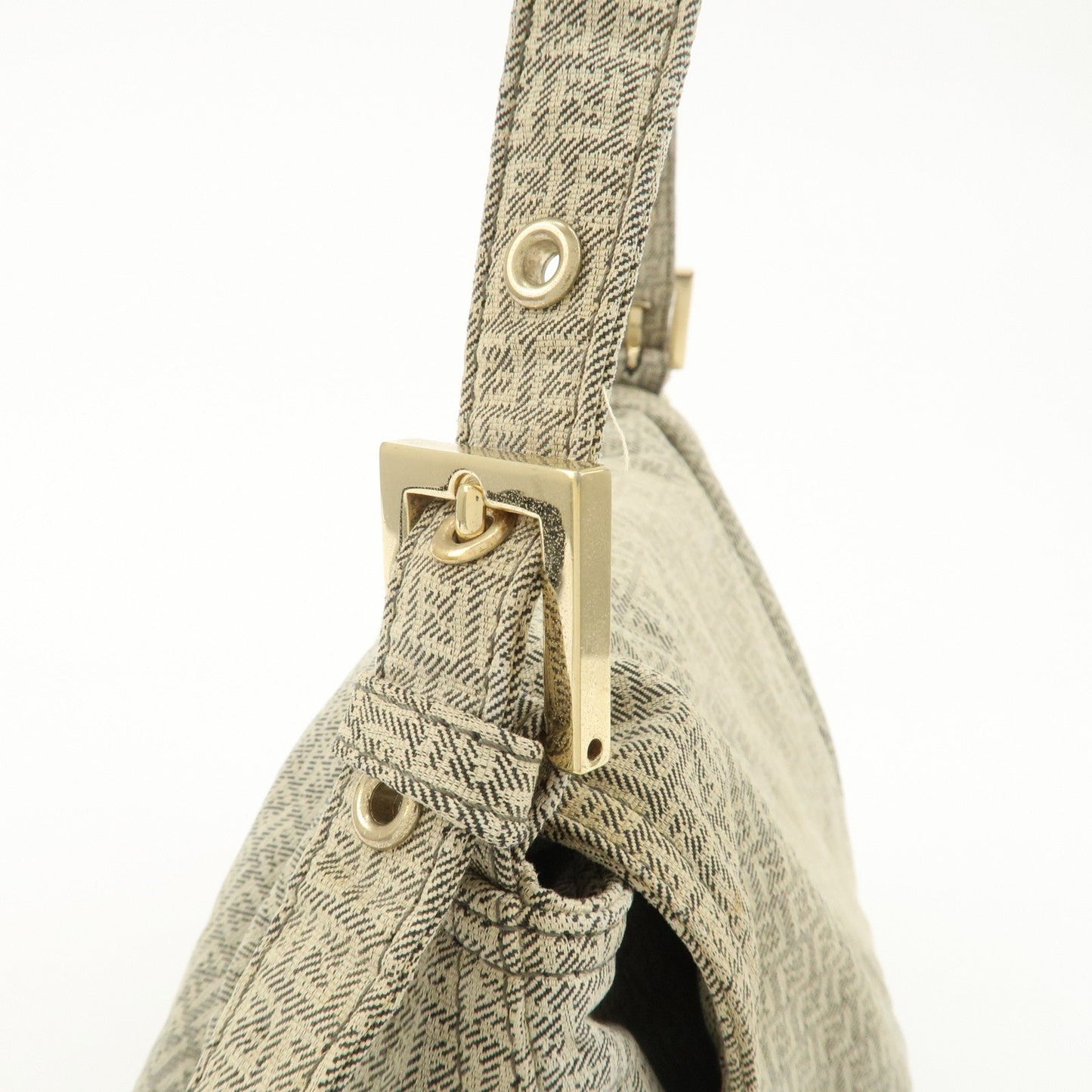 FENDI Mamma Baguette Micro FF Canvas Shoulder Bag Gray 8BR001