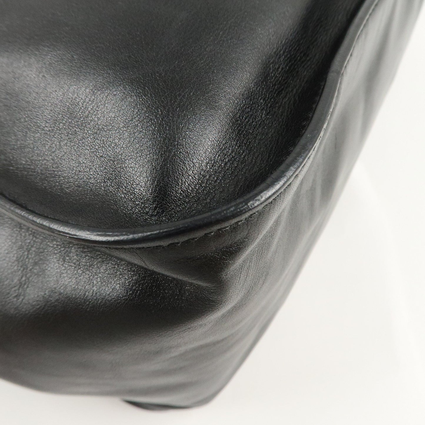 PRADA Leather Tote Bag Shoulder Bag Black BR3616