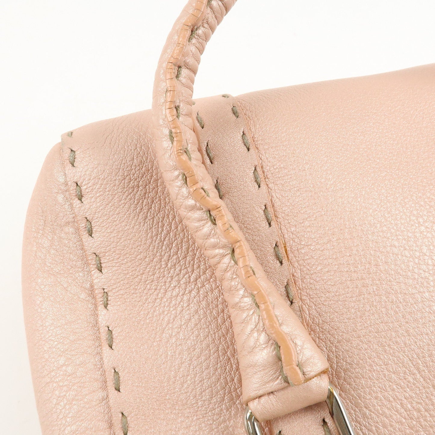 FENDI Selleria Leather Mini Linda Hand Bag Pink 8BR486