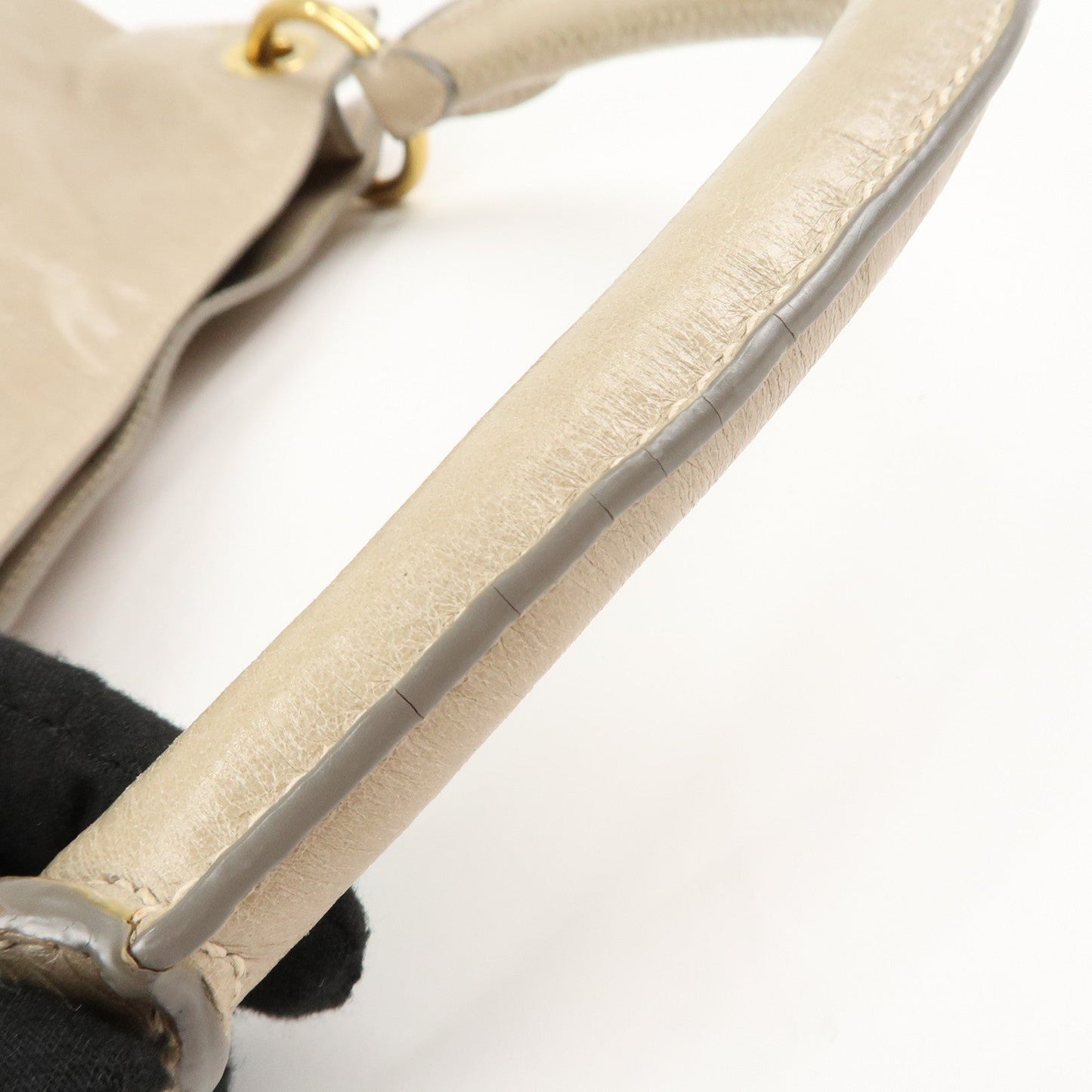 PRADA Leatehr Shoulder Bag Hand Bag Beige