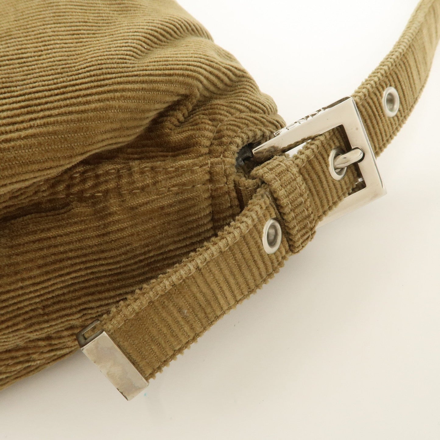 FENDI Mamma Baguette Corduroy Shoulder Bag Khaki 26725