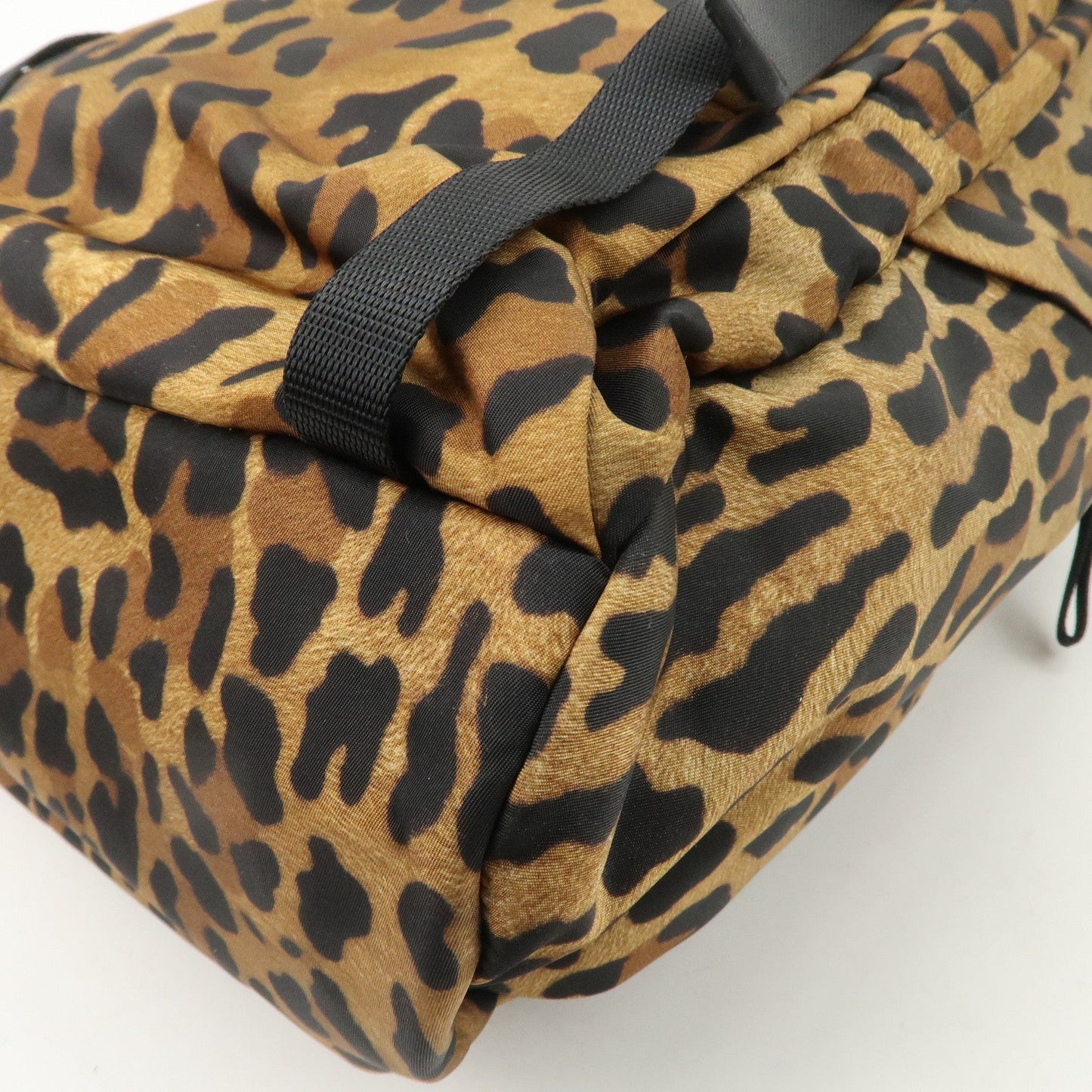 PRADA Nylon Leopard Print Back Pack Brown Black 2VZ062