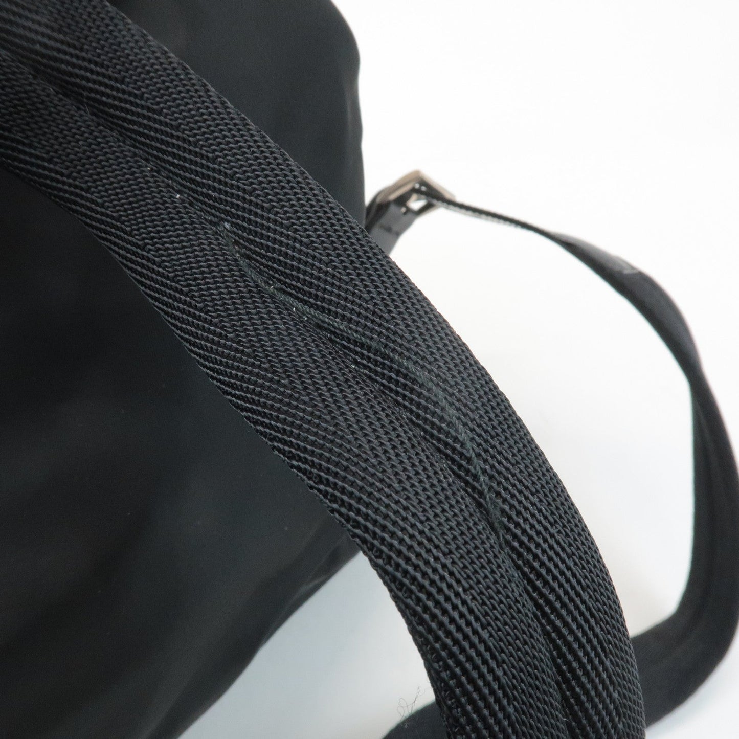 PRADA Triangle Logo Nylon Leather Back Pack Ruck Sack Black B2811