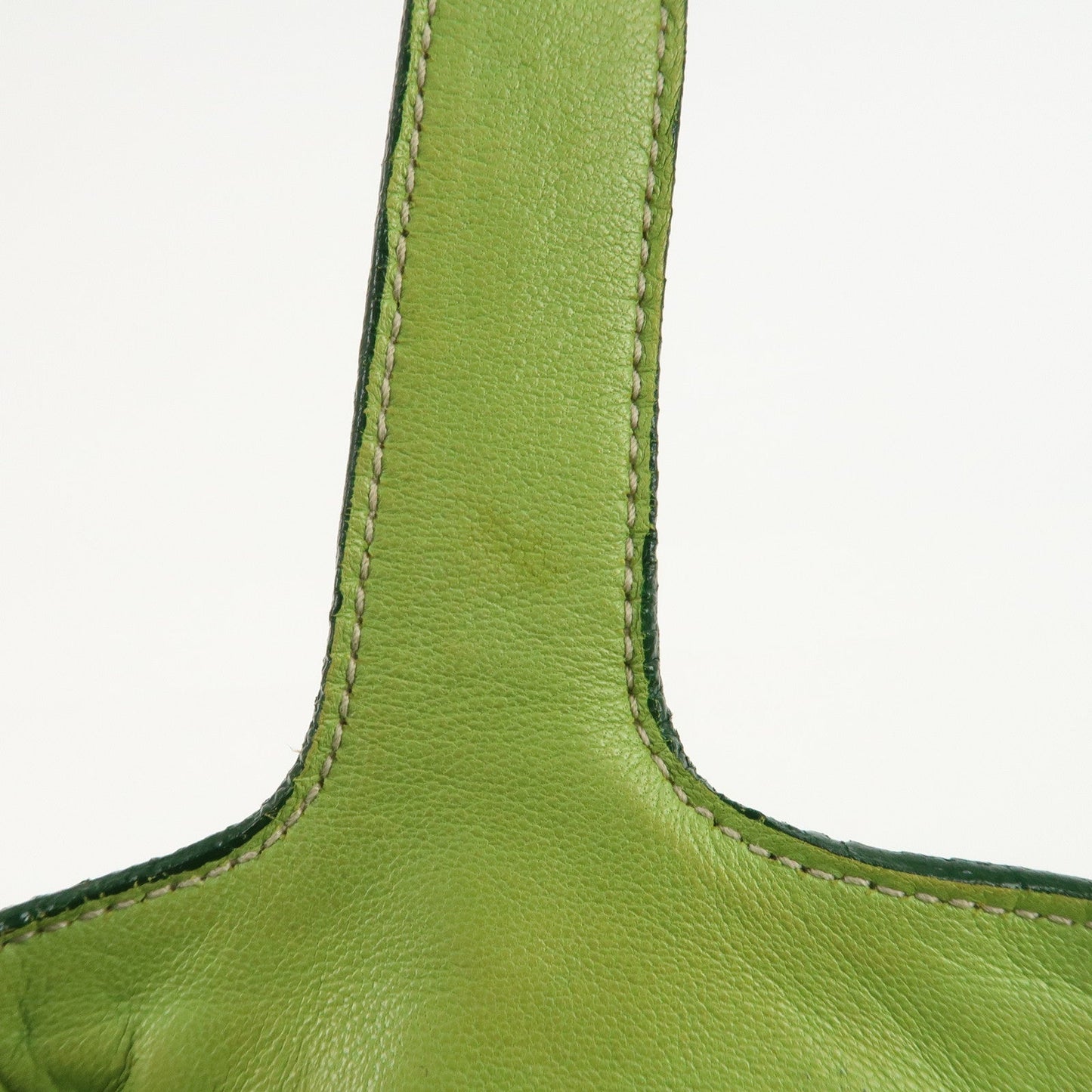 PRADA Logo Leather Tassel Shoulder Bag Hand Bag Green