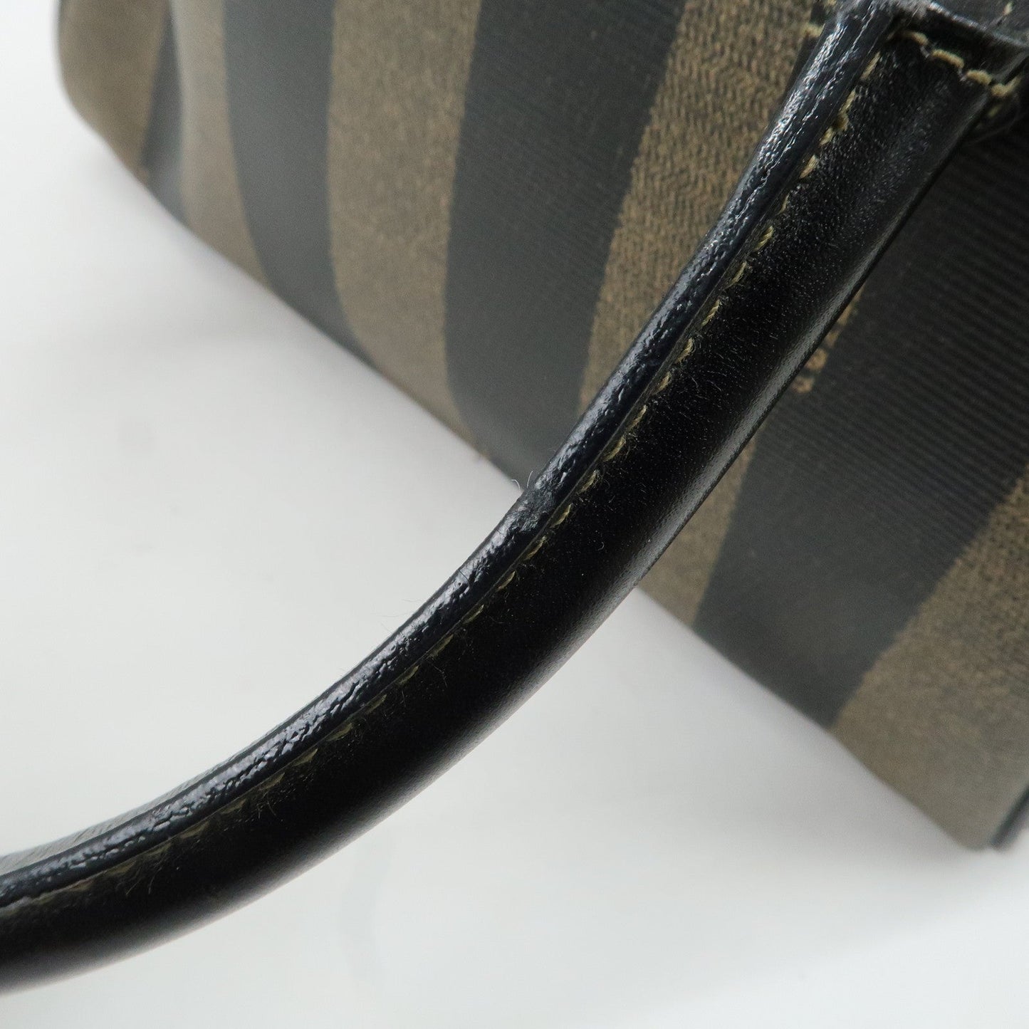 FENDI Pequin PVC Leather 2Way Bag Hand Bag Brown Black