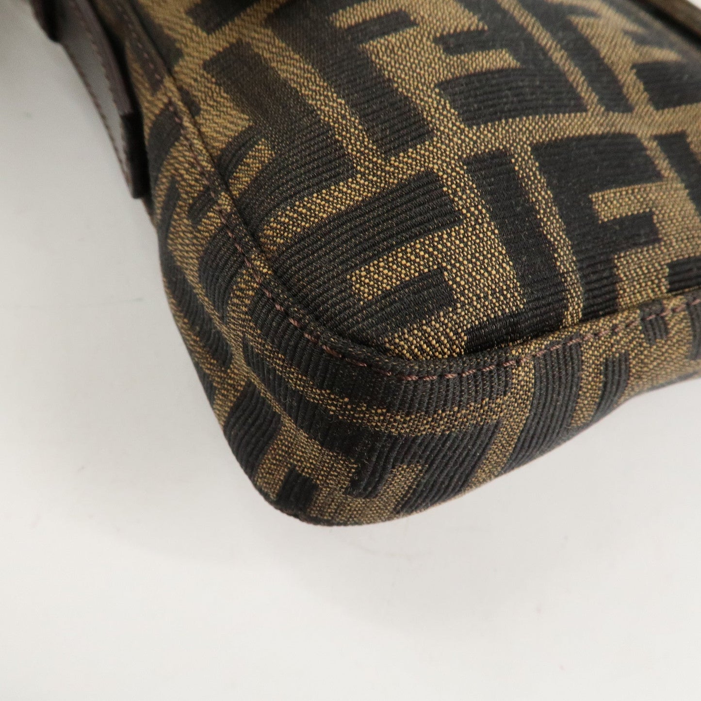 FENDI Mamma Baguette Zucca Canvas Leathr Shoulder Bag 214526424099