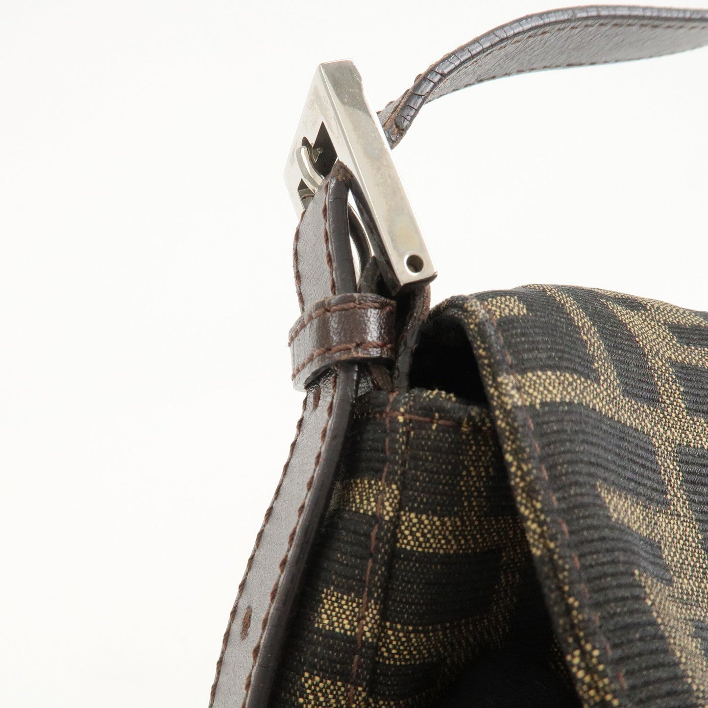 FENDI Mamma Bagguette Zucca Canvas Leather Shoulder Bag 26424