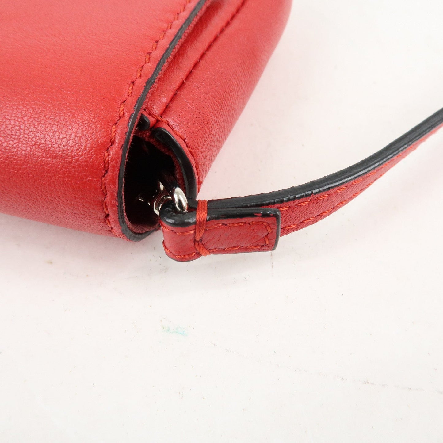 FENDI Micro Baguette Leather Shoulder Bag Red 8M0354
