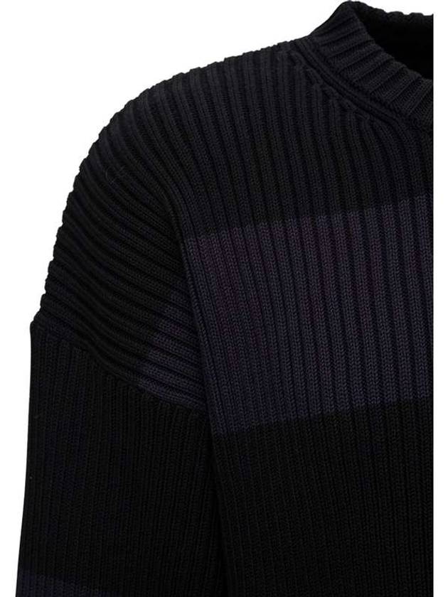 Luxury Balenciaga Trending 2026 Back BB Logo Stripe Cotton Knit Top Black