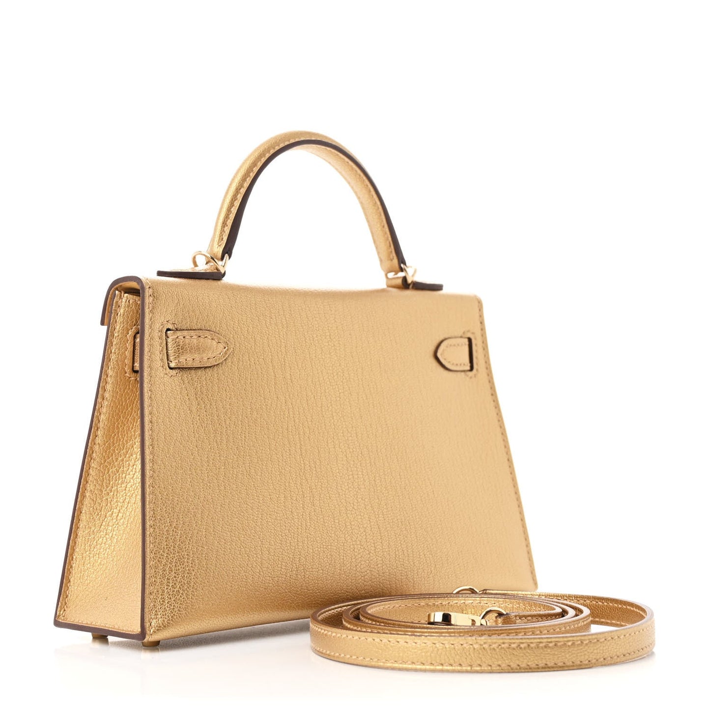 Hermes Metallic Chevre Chamkilight Mini Kelly Sellier 20 Dore