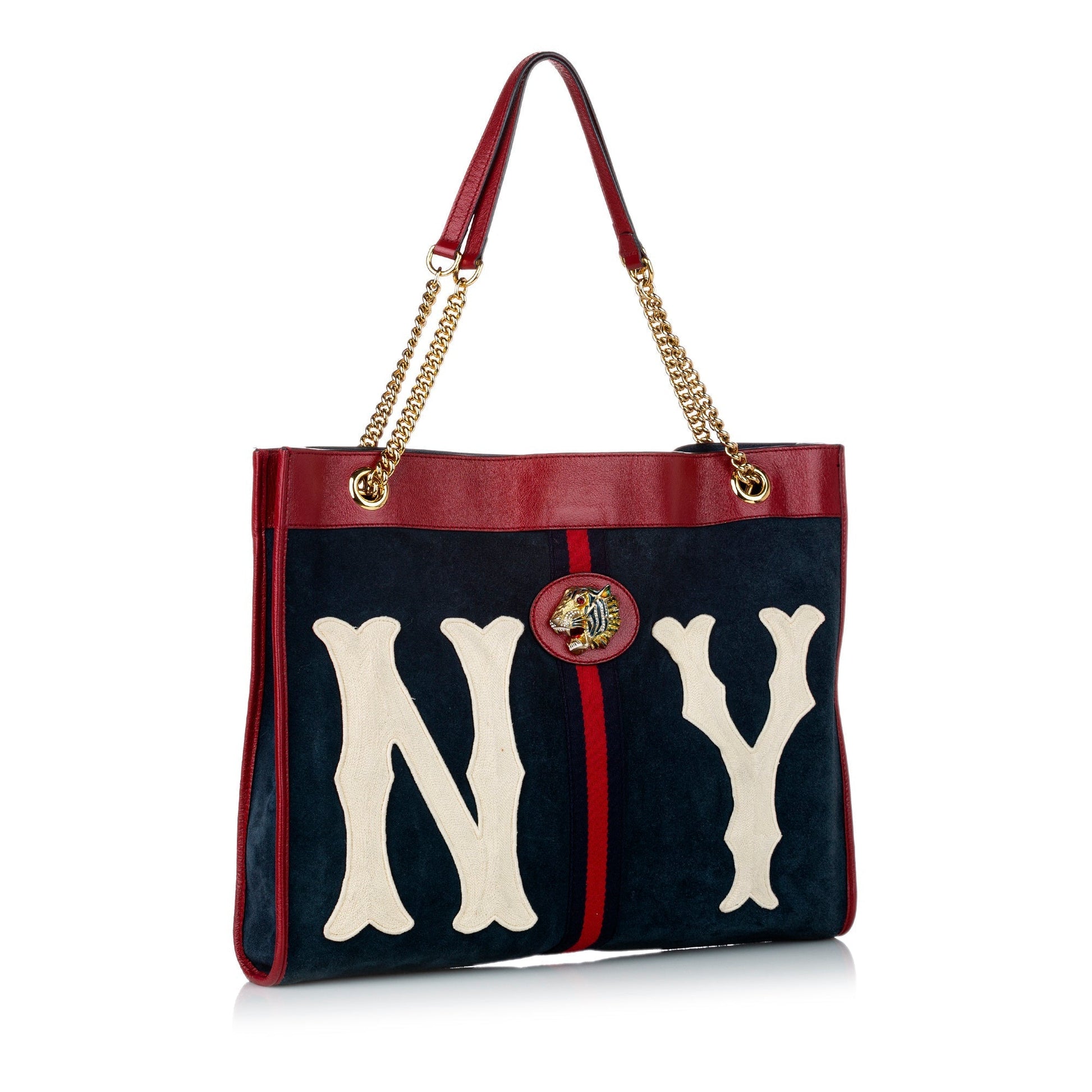Gucci Blue Leather Suede Tote Style 3
