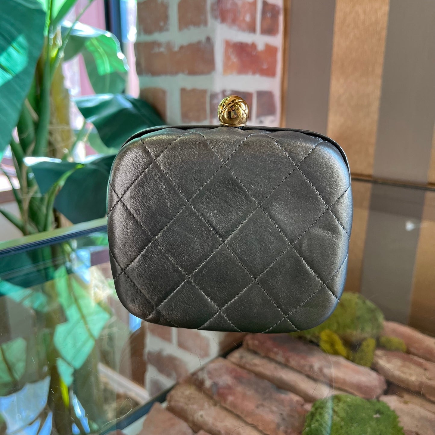 CHANEL Metallic Gray Lambskin Timeless Clutch and Shoulder Bag