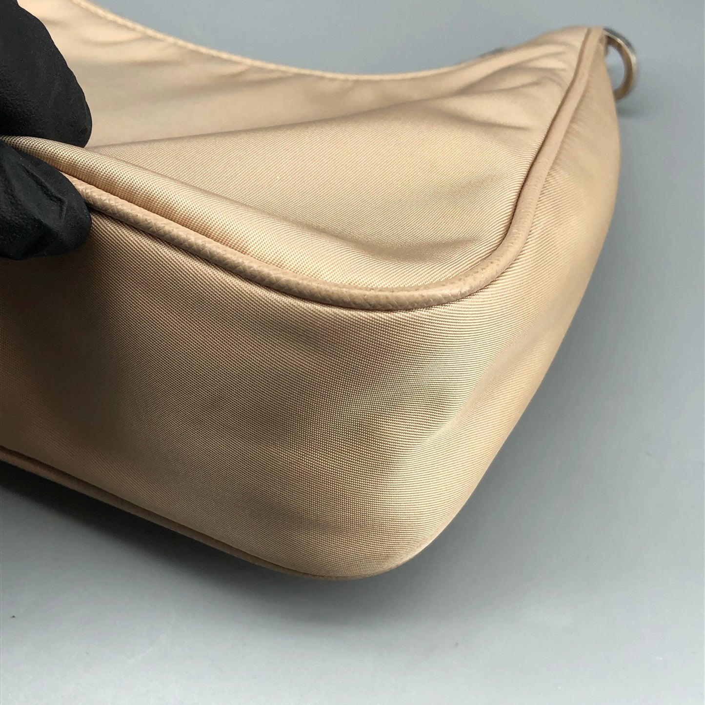 Prada Re-Nylon Classic Hobo Shoulder Bag Beige