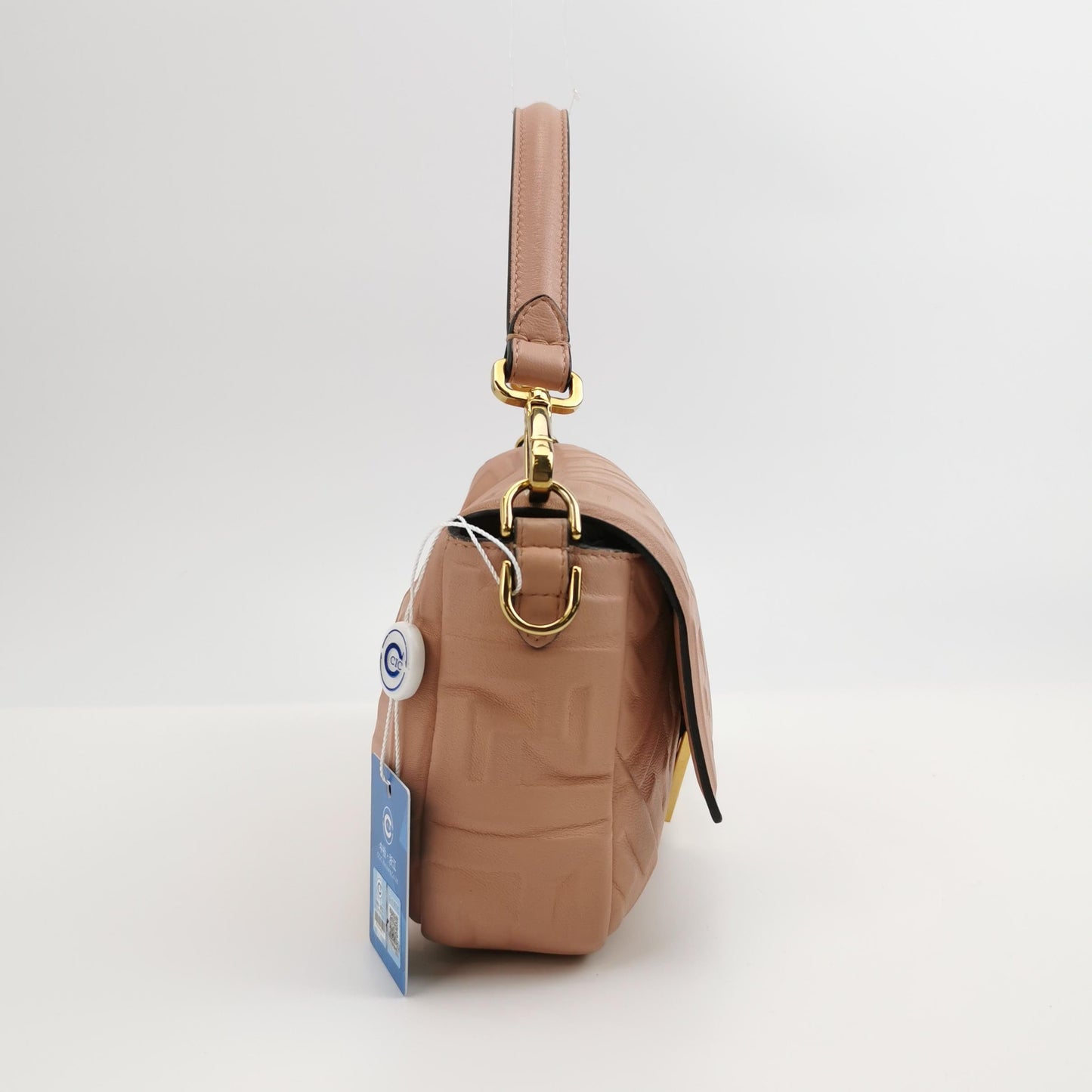 Fendi Baguette Light Pink Medium Lambskin Leather Crossbody Bag Gold Hardware