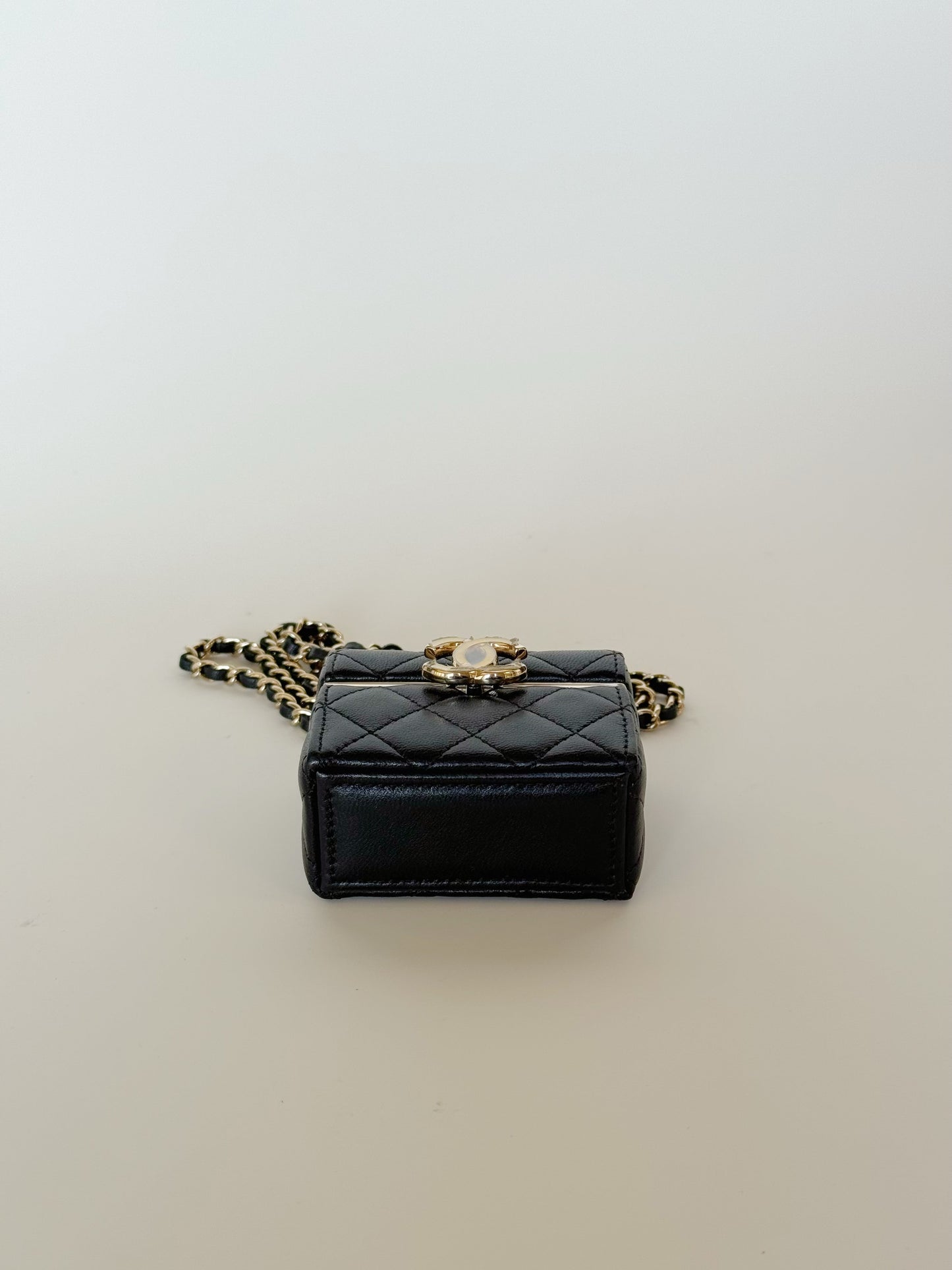 Chanel Lambskin Quilted Box With Chain