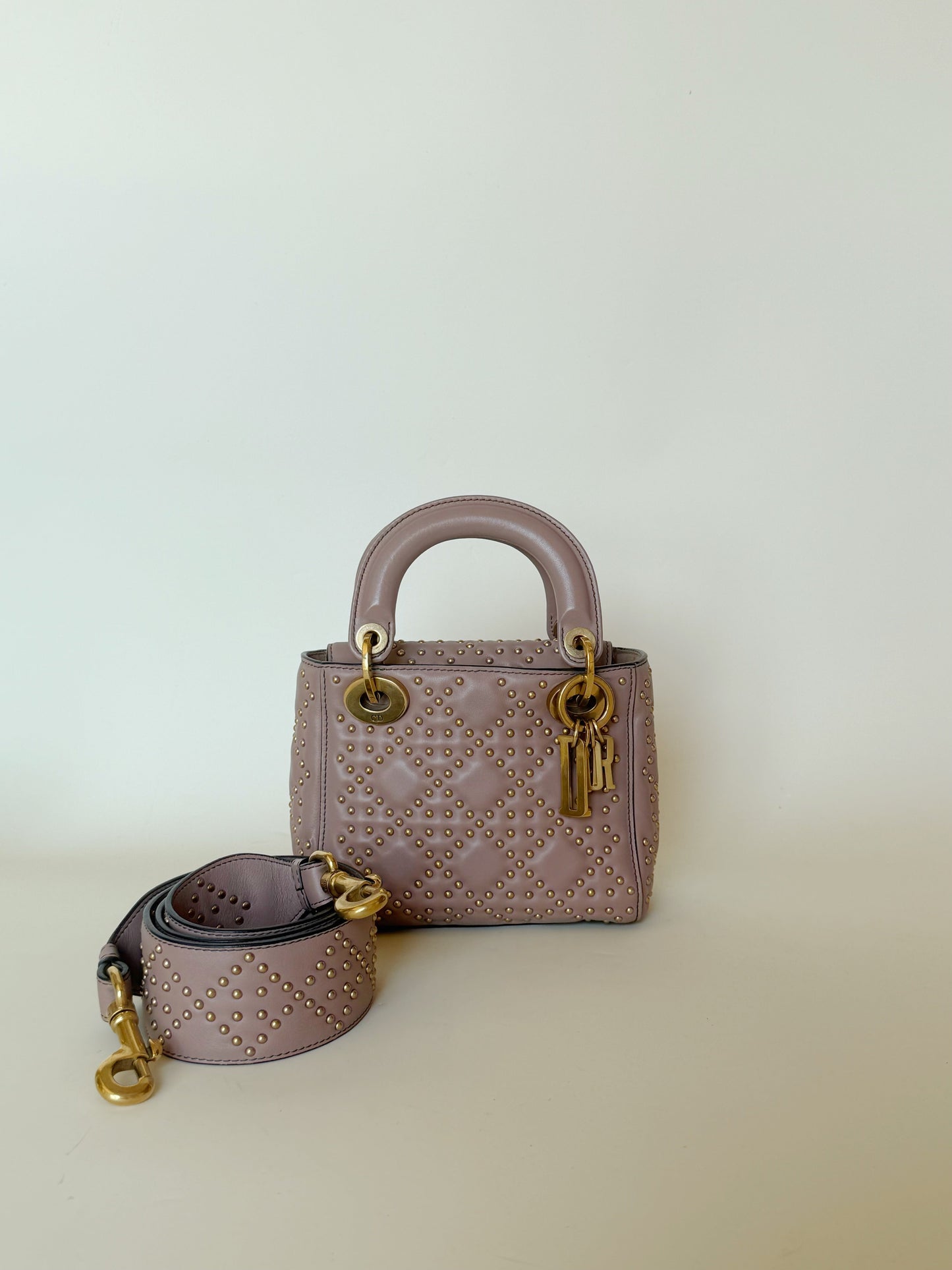 Christian Dior Calfskin Cannage Studded Supple Lady Dior