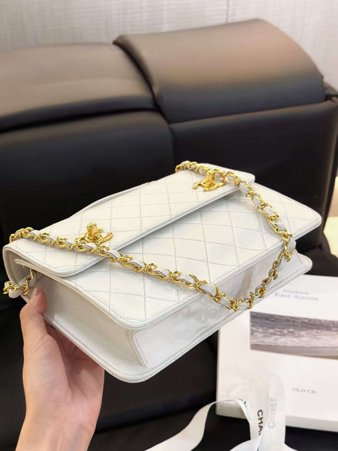 Chanel  Timeless Classic CC Double Turn Lock Bag White