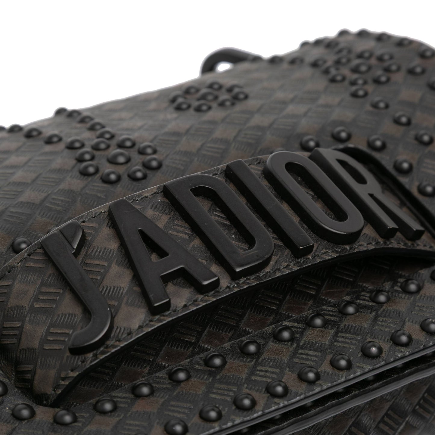 Black Dior Medium Embossed Calfskin Studded JAdior Chain Flap Shoulder Bag