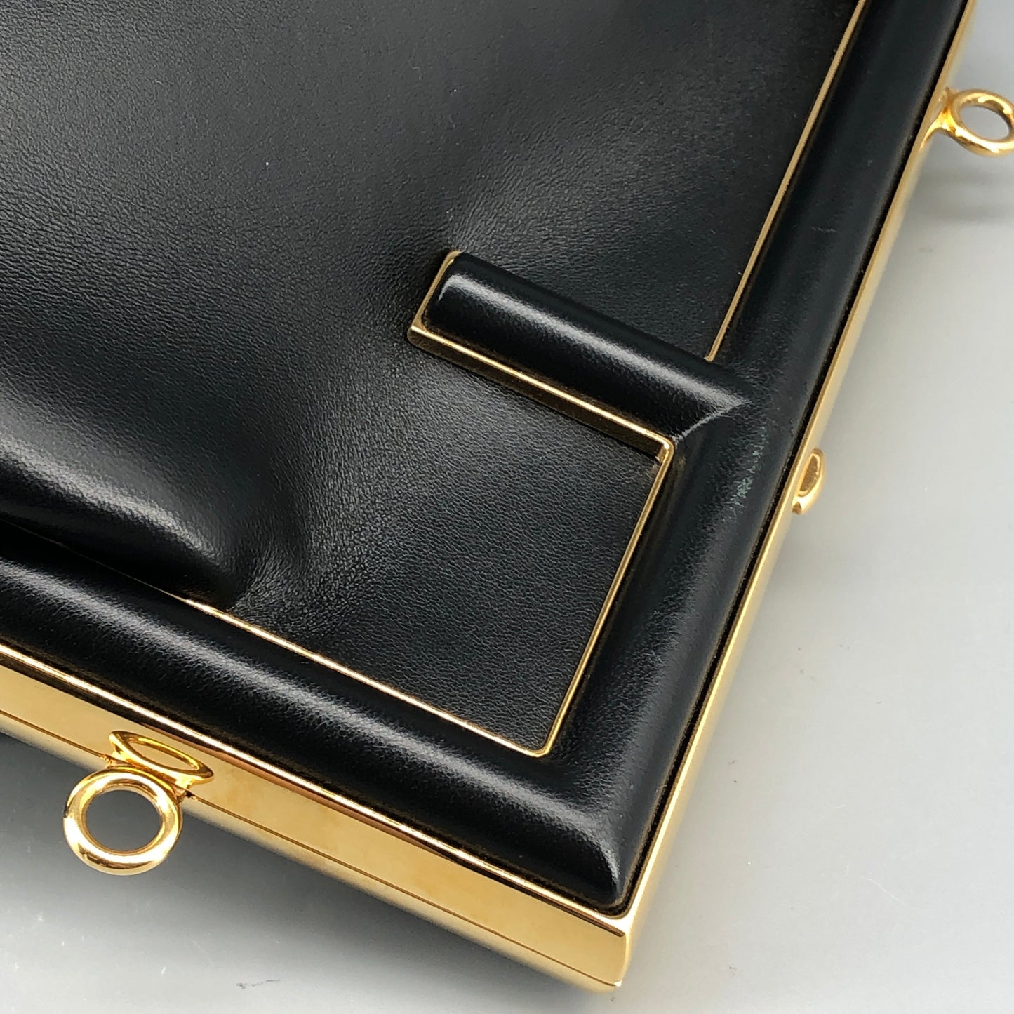 Fendi First Smooth Calfskin Clutch Crossbody Bag Black